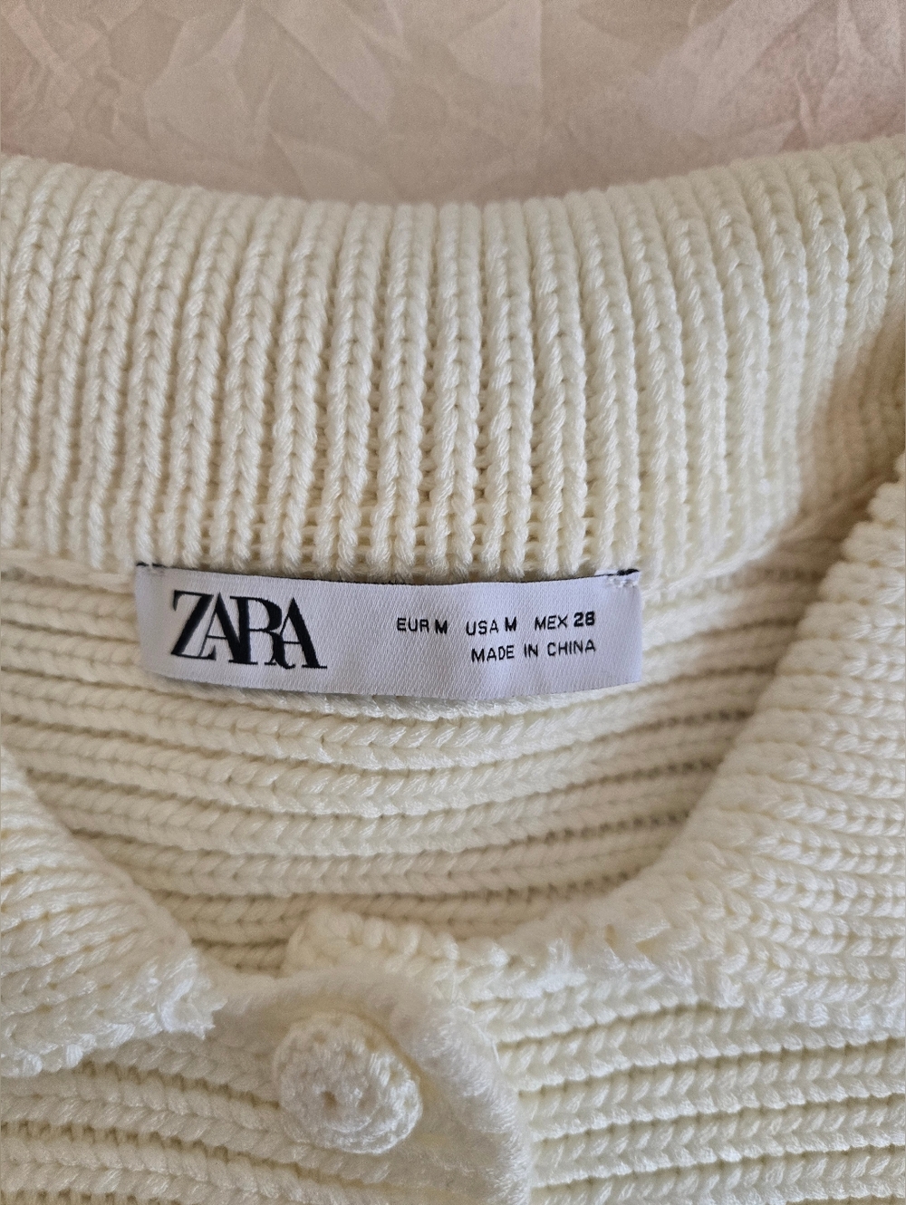 Zara Peter Pan Ecru Button-Up Women's Top Sz M - Picture 5 of 8